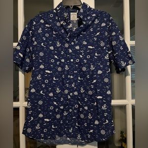 Brooks Brothers Regent Original Polo Long Sleeve Blue Nautical Shirt Boats